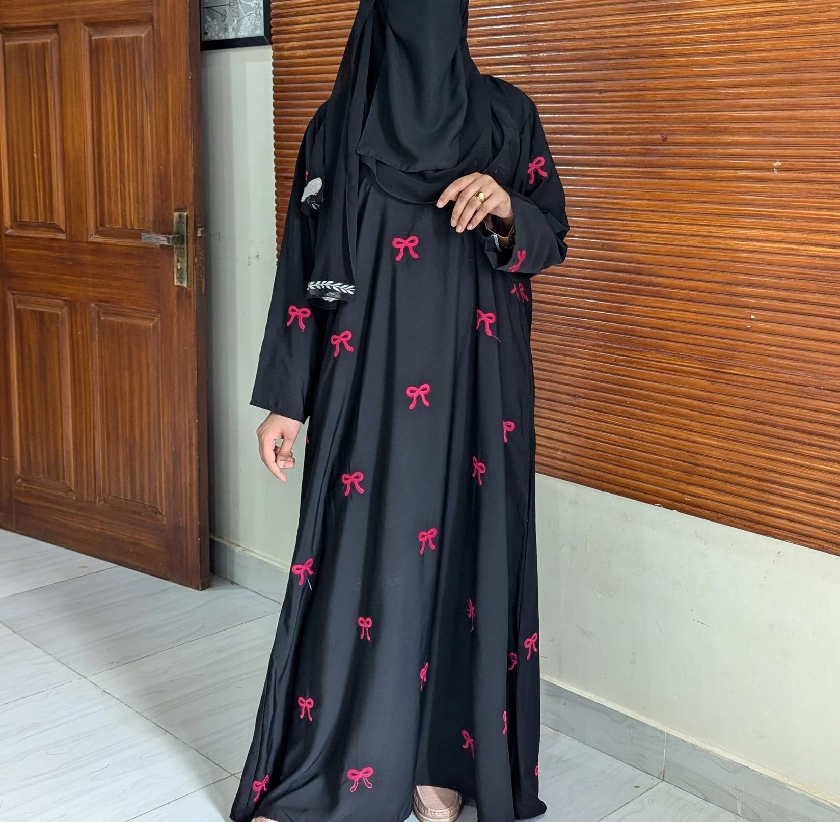 Bow Embroidery Abaya